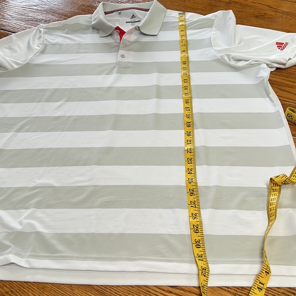 Adidas Golf polo shirt.  Size 2XL. Gray and white stripe. - Picture 4 of 9